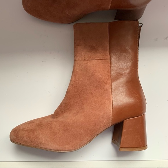 Seychelles Uneasy Ankle Boot Cognac Suede & Leather Sz 6 - Picture 4 of 9